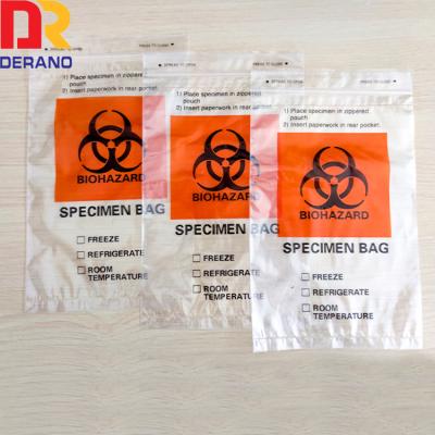 China 3 Layers Kangaroo Plastic Recyclable Specimen Bag Biohazard Bag With Punch Laboratory Biohazard Specimen Biological Bags With Pouch for sale