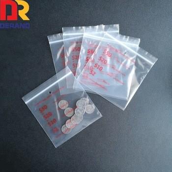 China Reusable Zipper Lock Zipper Plastic Coin Bags Customized Security Handle Seal For Bank Use Clear Printed Ziplock Bag for sale