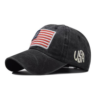 China JOINT JOINT Baseball Logo Slogan America Flag Embroidery Custom Sports Adjustable Trucker 6 Panel Hat Men's Summer Hat for sale