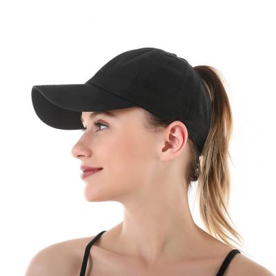 China JOINT Custom Logo Slogan 3D Flag Embroidery Sports Caps Hat Summer Ponytail 6 Panel Adjustable Baseball Cap for sale