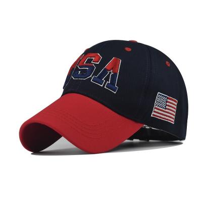 China JOINT Slogan USA Logo 3D Custom Embroidery Sports Adjustable 6 Panel Hat Summer Men's Baseball Cap for sale