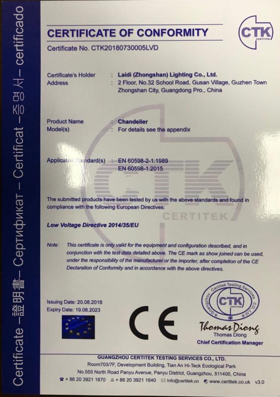 CE - Zhongshan Laidi Lighting Co., Ltd.