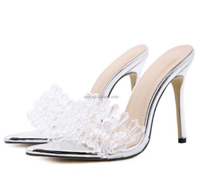 China Anti-slippery Thin Heel Shallow Mouth Pointed Buckle Shoes Women Crystal Heels for sale