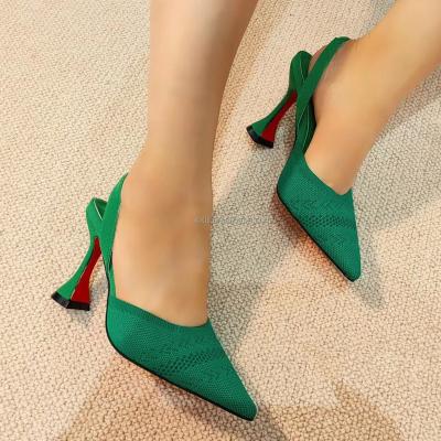 China New Breathable Summer Women Roman Thick Heel Sandals High Heel Knit Casual Women's Shoes for sale