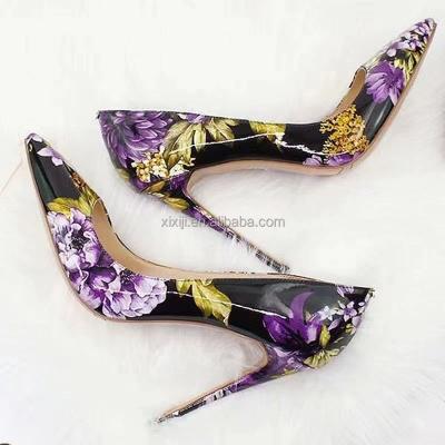 China Summer Anti-slippery Women's Shoes Women's Sandals High-Heeled Patent Leather Led Shallow Mouth Color Matching Single Women's Shoes for sale