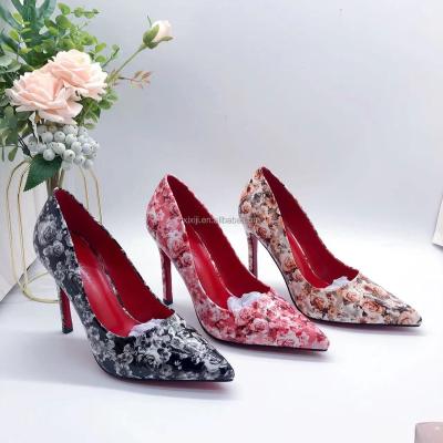 China Summer Anti-slippery Women's Shoes Women's Sandals High-Heeled Patent Leather Led Shallow Mouth Color Matching Single Women's Shoes for sale