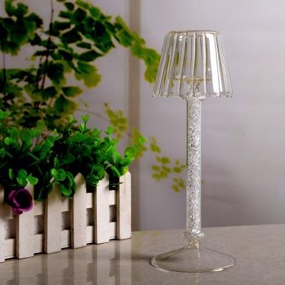 China High Borosilicate Grade Decoration Brick Inlay Continental Candlestick Glass Home Promotional Candlestick for sale