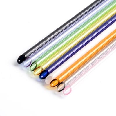 China Disposable Borosilicate Prickable Packaging Film Customized Color Directed Glass Drinking Straw for sale