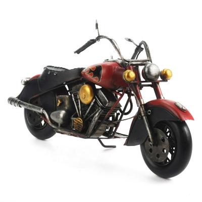 China Europe Vintage Iron Motorcycle Model Antique Red Blue Colors 14 Inch Stripes Home Decor Crafts Ornaments for sale