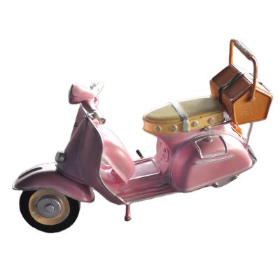 China Interior Ministry Blue Decor Bar Motorcycle Retro Iron Metal Model Scooter Europe TM1045 Pink Vintage Metal Craft Ornament for sale