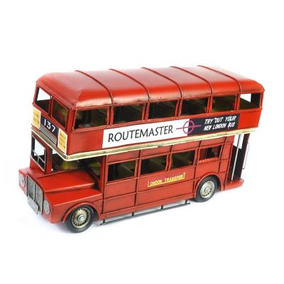 China Red China London Bus Blocks Metal Crafts Double Decker London Bus Toys Educational Model Kids Gifts for sale