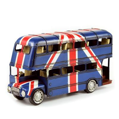 China Europe 1905 Retro British Flag 1:18 Double Decker Bus Models For Home Decoration Iron Metal Crafts Handmade Arts And Crafts Ornaments for sale