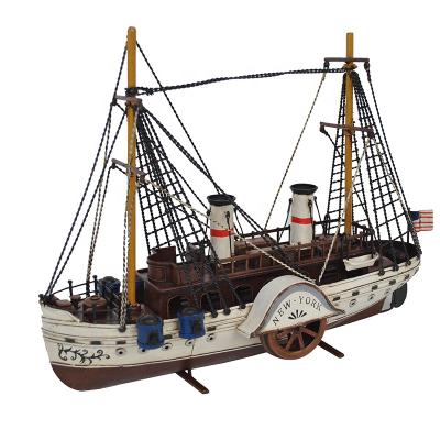 China Europe New York Vintage Iron Metal Crafts Handmade Model Ships Scale 1:20 Scale Model Ships Saling Boat For Interior Ministry Antique Decoration Gifts for sale