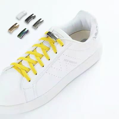 China Hot Sale Creative Flat NO--Tie Elastic Shoe Laces With Metal Magnetic Buckle Easy Lock No Tie Shoe String for sale