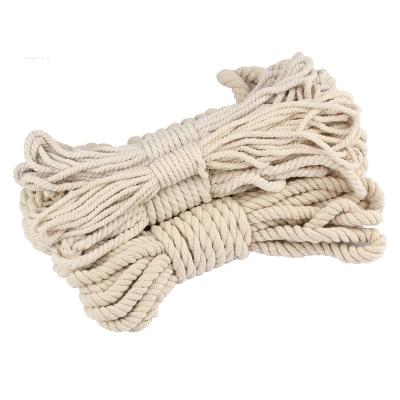 China Wholesale Decorative Handmade Thick Braided Natural Rope Twisted Rope Sustainable DIY Wall Hanging Cotton Color Macrame Rope for sale