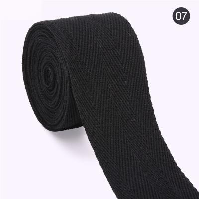 China Wholesale Elastic Black Woven Herringbone 100% Herringbone Ribbon Cotton Bandage Webbing Garment Binding Webbing 50mm for sale