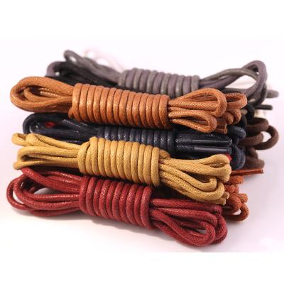 China 3mm Flat Cotton Series Waxed Shoe Laces Waxed Cotton Shoe Laces Around Thick Laces For Dress Laces for sale