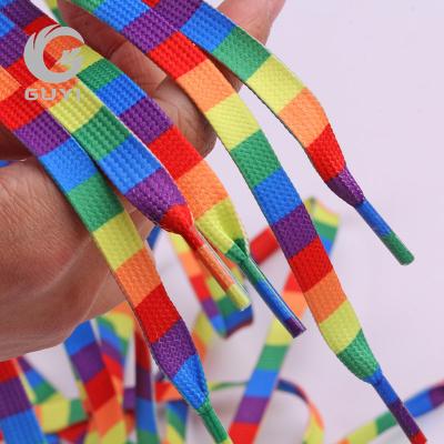 China Amazon Hotsale Laces Sneaker Shoe Laces Gay Pride Rainbow Flat Laces 8mm 100cm for sale