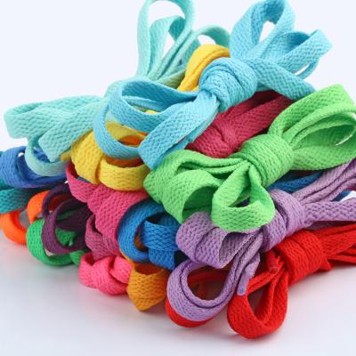 China Best Selling 8mm Flat Flat Sneaker Shoe Laces Colorful Decorative Laces for sale