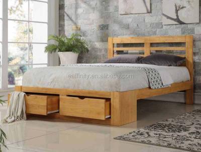 China KS-YH-676 Wooden Simple Designs Modern Solid Pine Bed Solid Wood Double Bed for sale