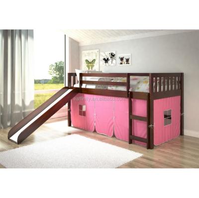 China Good quntity pine solid wood loft wooden bed with slide for sale