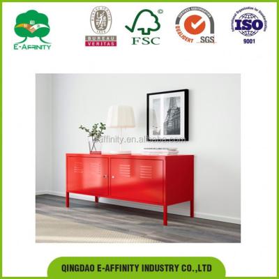 China Mordern ks- C001 0.6 mm 2 Door Red PS Metal Cabinet with Legs,Red Steel TV Cabinet for Korea for sale