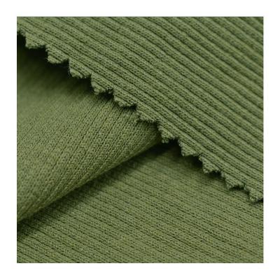 China High elasticity cotton polyester 60/40 thick 2X2 CVC rib knit fabric stretch for cuff for sale