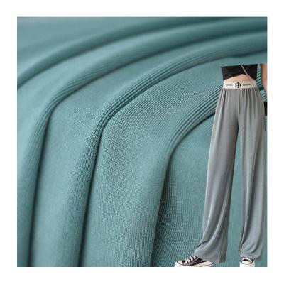 China Shiny  Drooping Ribbed Knitted Fabric Polyester Spandex 1x1  For Pants zu verkaufen