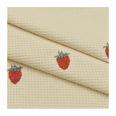 China Embroidered  Polyester Waffle Fabric  For T-shirt P-6WKK11 Medium Weight for sale