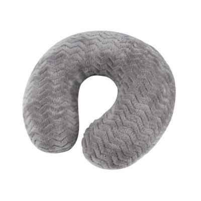 China Travel Memory Foam Neck Pillow Soft Contour U Shape Custom Rest Plush Polyester 276g for sale