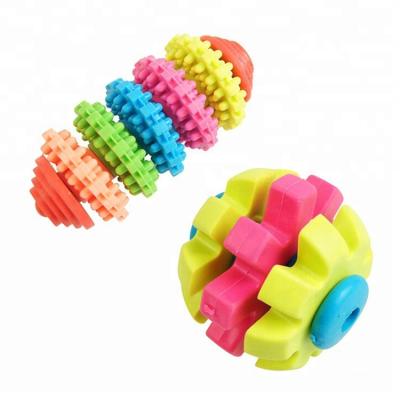 China Ball And Gear Shaped TPR Dog Toy for Pet Chewing Colorful OEM Sustainable for sale