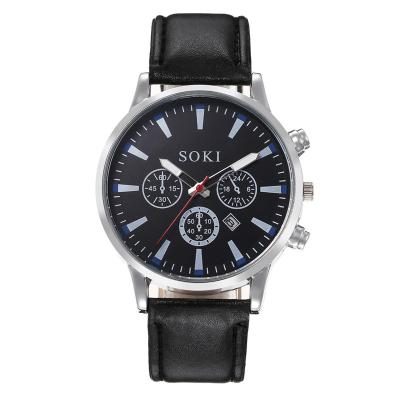 China Luxury Casual Black Leather Quartz Male Watches Analog Calendar Business Men's Wrist Date Automatic Watch Men's Automatic Male Watches for sale