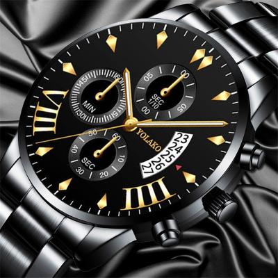 China Auto Date Stainless Steel Luxury Men's Watch Business Round Backlit Dial Calendar Watch Men's Automatic Quartz Wristwatches for sale