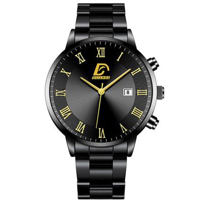 China Simple Auto Date Mens Black Watches Luxury Round Automatic Watch Stainless Steel Analog Watch Men's Calendar Quartz for sale