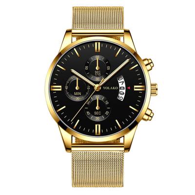 China Fashion Luxury Automatic Date Mens Watches Men's Quartz Watches Stainless Steel Mesh Strap Casual Watches Business Men's for sale