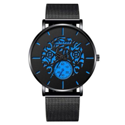 China COMPASS Fashion Stainless Steel Mesh Belt Hollow Men's Watch Ultrathin Round Blue Men's Quartz Watches for sale