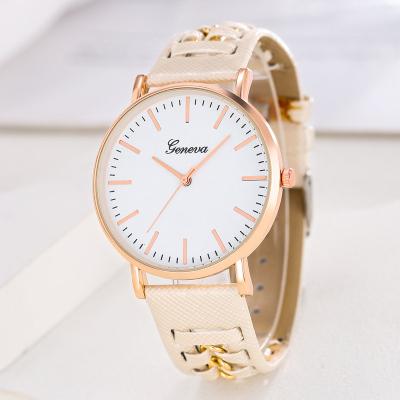 China Elegant Water Resistant Ladies Watch Woven Leather Strap Women's Dress Watch Women's Quartz Casual Watch for sale