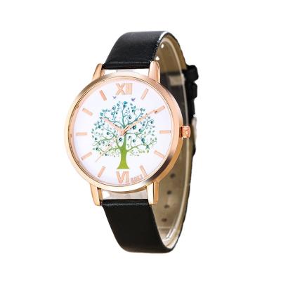 China Unique Tree of Life Pattern Dial Watch Women's Quartz Luxury Watch Water Resistant Hot Selling Women's Leather Watch for sale