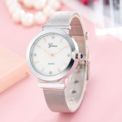 China Silver Water Resistant Ultra-thin Stainless Steel Mesh Strap Watch Women Dress Casual Round Dial Watch Luxury Women's Quartz Watch for sale