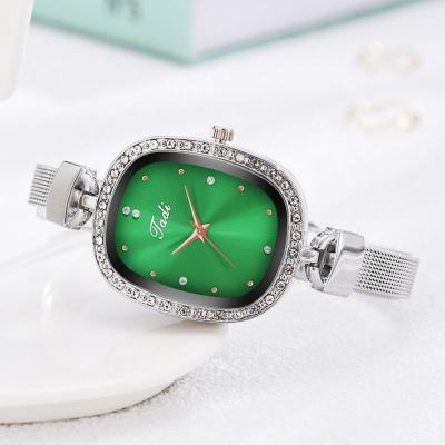 China Elegant Power Reserve Ladies Watch Rectangular Charm Dress Women Quartz Watch Analog Stainless Steel Diamond Dial Mesh Strap Strap for sale