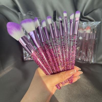 China Angular Blush Soft Purple Crystal Quicksand Makeup Brush Sets Wholesale OEM Free Sample Custom Logo Hair for sale