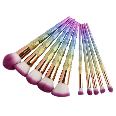 China Angular Blush Custom Your Own Brand Colorful Rainbow Glitter Diamond Make Up Brushes for sale