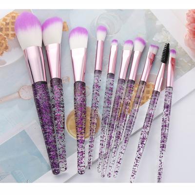 China Angular Blush Free Sample 10 Pieces Crystal Glitter Bling Makeup Brushes Set Private Label China Supplier for sale