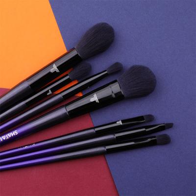 China Angular Blush Hotsale Travel Size Brush Kit 9PCS Cosmetic Lightweight Portable Private Label Mini Makeup Brushes for sale