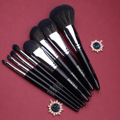 China Angular Blush Highlight 8Pcs China Supplier Eyeshow Blush Black Vegan Kit Cosmetic Makeup Brushes for sale