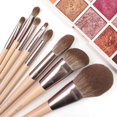 China Angular Blush Easy Make Up Value Private Synthetic Wood Handle Hair Best Factory Price Custom Logo Makeup Brush Set for sale