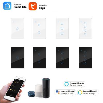 China PC+Glass GDKES 1/2/3/4 Strip 16A Work With SmartThings Alexa Google Home Tuya Smart Wall Lamp Switch for sale