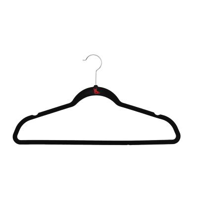 China Behind Doors/On Walls Hot Selling 360 Degree Swivel Coat Hanger Anti-Slip Short Black Velvet Clothes Hangers for sale