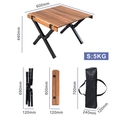 China Foldable Small Side Foldable Pear Coffee Camping Garden Wooden Camp Easy Carry Outdoor Wooden Table For Car Folding Tables for sale