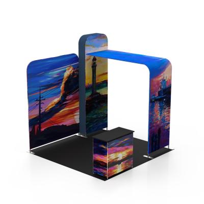 China Lightweight Straight Shape Trade Show Booth Automatic Custom Tension Fabric Display Stand for sale